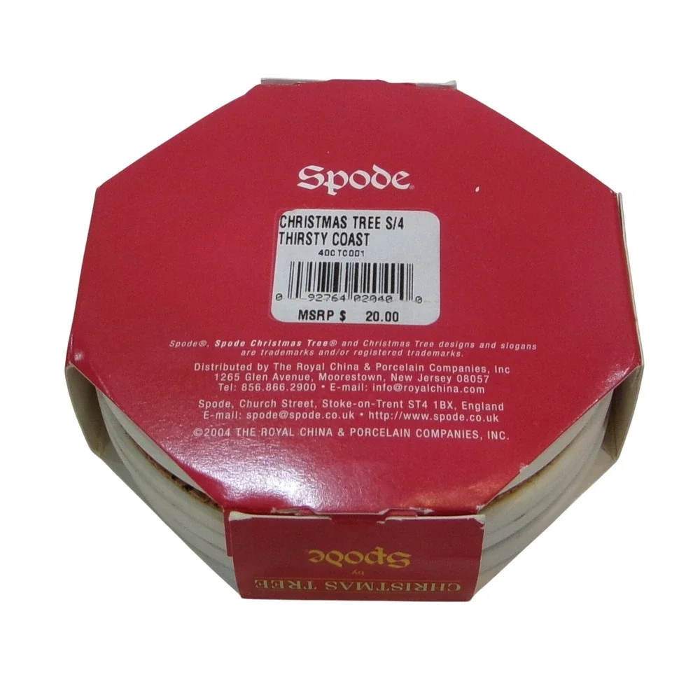 Spode Christmas Tree Thirsty Coasters Set of 4 Absorbent Stoneware Cork Backed